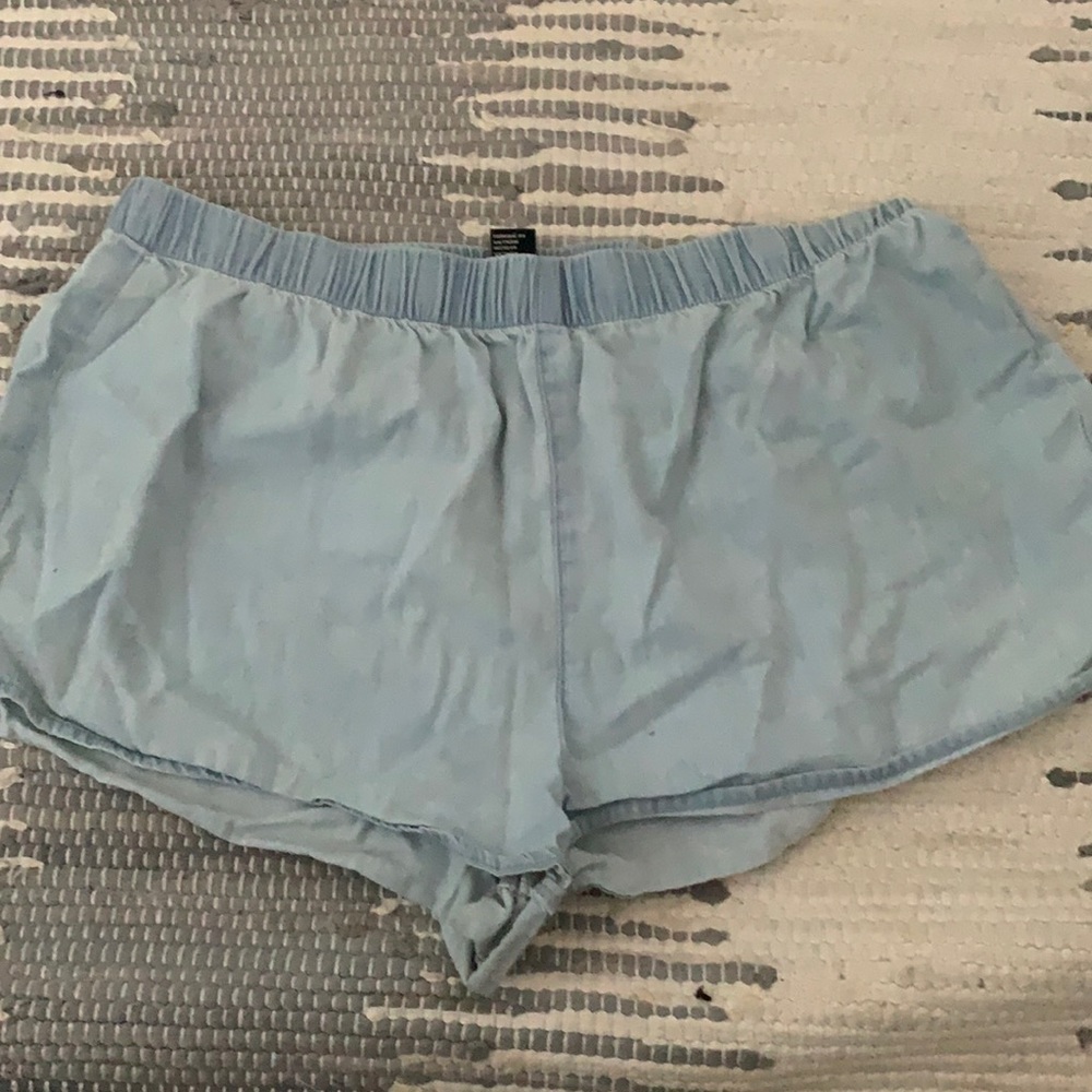 Faux jean shorts with elastic waist